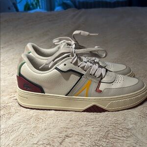 Lacoste Women’s  L001 Cream Sneakers with Red and Green Accents